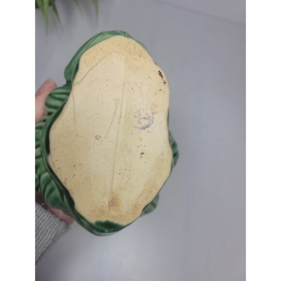 Vintage McCoy Green Frog Lotus Planter - Picture 5 of 5